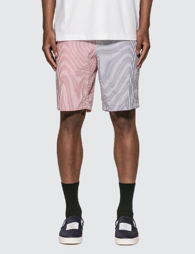 Shop Thom Browne Fun Mix Stripe Unconstructed Shorts In Multicolor