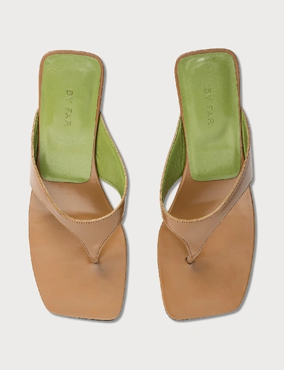 Shop By Far Jack Tan Semi Patent Leather Sandals In Beige