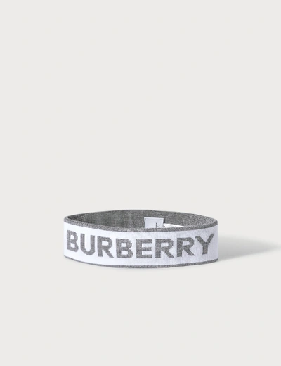 Shop Burberry Logo Intarsia Wool Blend Headband In White