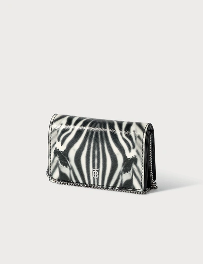Shop Burberry Zebra Print Leather Card Case With Detachable Strap In Multicolor