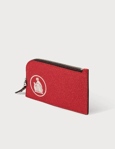 Shop Lanvin Mother & Child Print Zipped Card Holder In Red