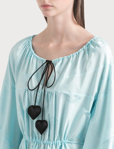 Shop Lanvin Jacquard-knit Puffed Dress In Blue