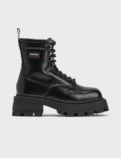 Michigan Chunky Leather Boots In Black