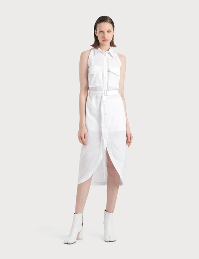 Shop Helmut Lang Cotton Shirt Dress With Collar In White