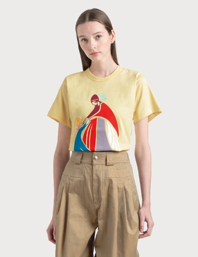 Shop Lanvin Mother And Child Print T-shirt In Yellow