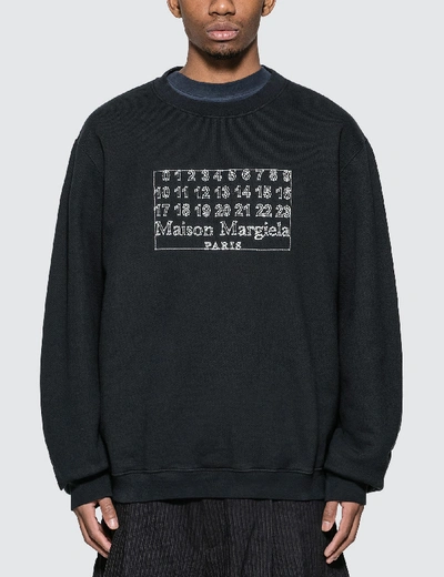 Shop Maison Margiela Embroidered Logo Sweatshirt In Blue