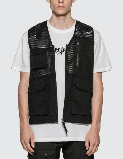 Shop Maharishi Scrim Net Organic Cargo Vest In Black