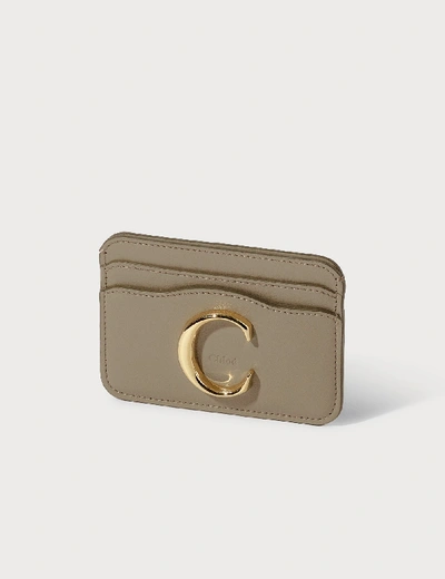 Shop Chloé C Shiny Calfskin Card Holder In Brown