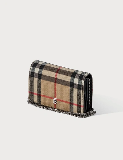 Shop Burberry Vintage Check Card Case With Detachable Strap In Brown