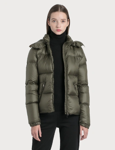 Shop Moncler Down Jacket With Detachable Hood In Green