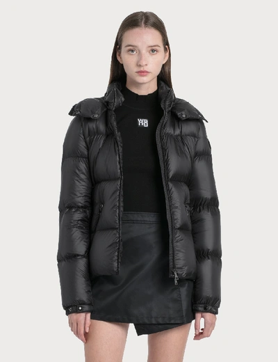 Shop Moncler Down Jacket With Detachable Hood In Black