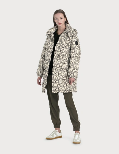 Shop Moncler All Over Printed Hooded Jacket In White
