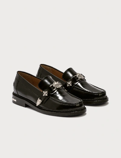 Toga Western-strap Leather Loafers In Black