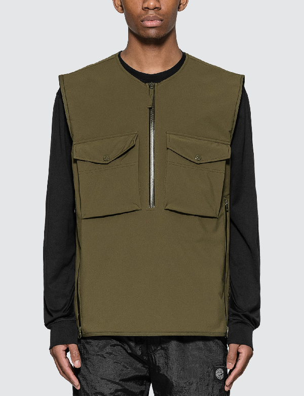 Stone Island Poliestere Stretch 5l Ghost Piece Gilet In Military Green |  ModeSens