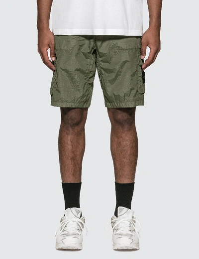 Shop Stone Island Cargo Bermuda Shorts In Green