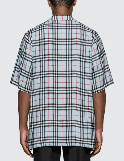 Shop Burberry Vintage Check Twill Shirt In Blue