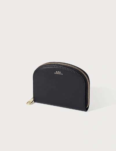 Shop A.p.c. Half Moon Zip Wallet In Black