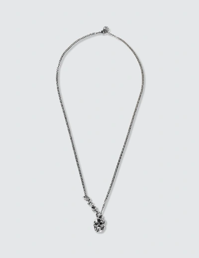 Shop Alexander Mcqueen Skull And Snake Necklace In Silver