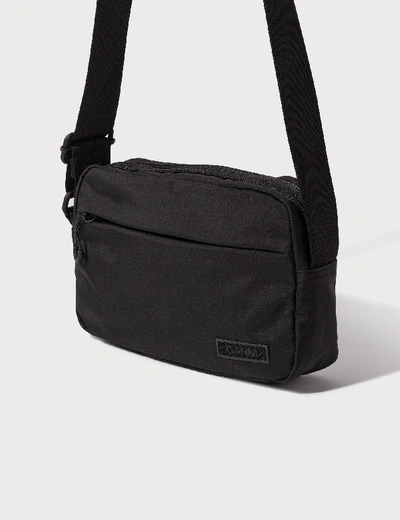 Shop Ganni Recycled Tech Fabric Crossbody Bags In Black