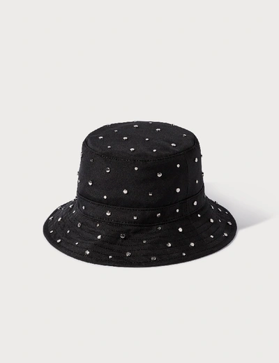 Shop Ganni Studded Nylon Bucket Hats In Black