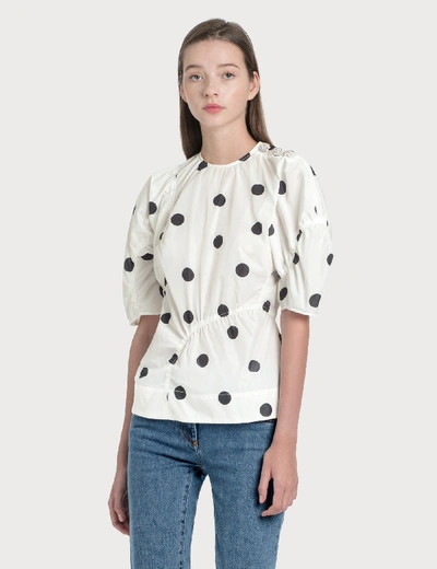 Shop Ganni Recycled Polyester Blouse In White