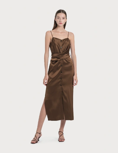 Shop Nanushka Sayan Dress In Brown