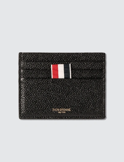 Shop Thom Browne Pebble Grain Leather Card Holder In Black