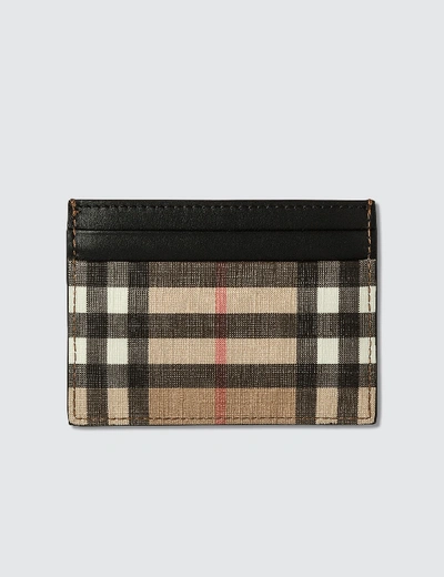 Shop Burberry Vintage Check E-canvas And Leather Card Case In Beige