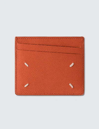 Shop Maison Margiela Grain Leather Card Holder In Orange