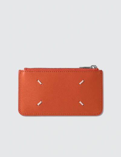 Shop Maison Margiela Grain Leather Cardholder In Orange