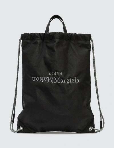 Shop Maison Margiela Nylon Drawstring Backpack In Black