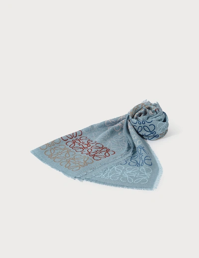 Shop Loewe Anagram Scarf In Blue