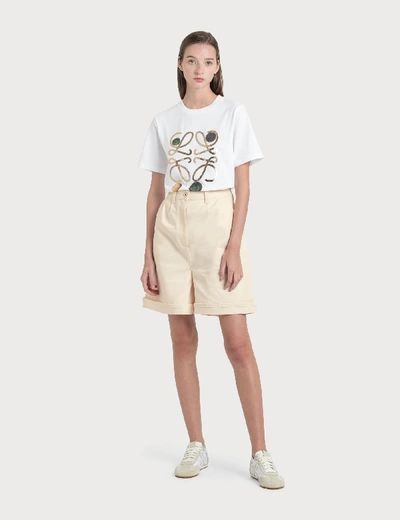 Shop Loewe Denim Shorts In White