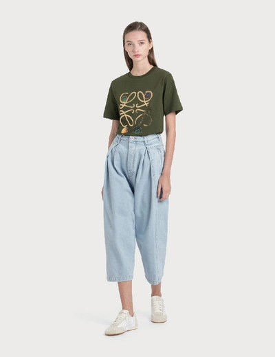 Shop Loewe Cropped Oversize Jeans In Blue