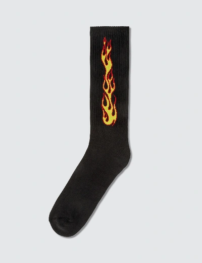 Shop Palm Angels Flames Socks In Black