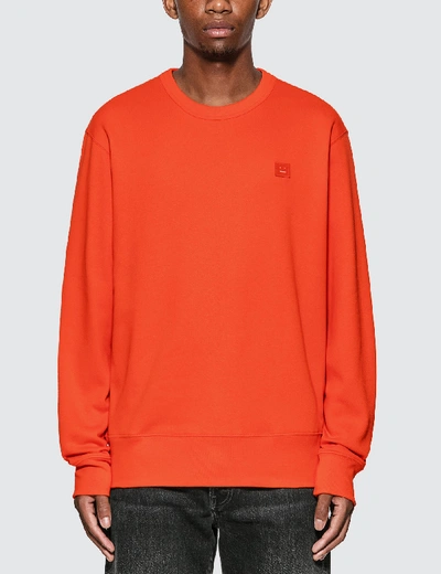Shop Acne Studios Mini Face Patch Sweatshirt In Orange