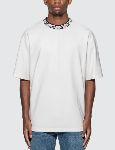 Shop Acne Studios Face Motif Mock Neck T-shirt In White