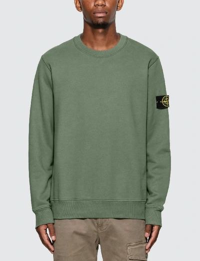 Shop Stone Island Classic Crewneck Sweatshirt In Green