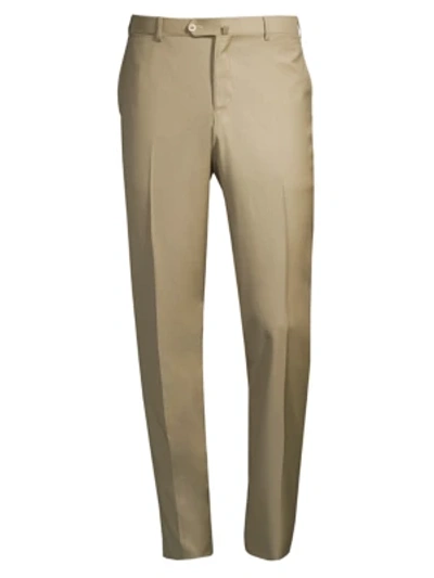 Shop Isaia Men's Solid Wool Trousers In Tan