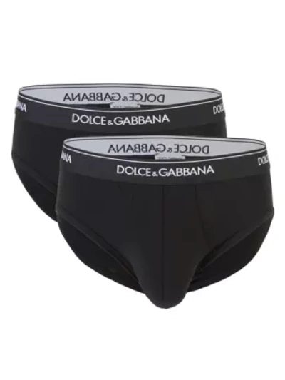 Shop Dolce & Gabbana Men's Day By Day 2-pack Stretch Cotton Briefs In Black