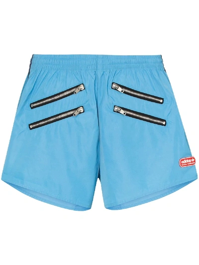 Shop Adidas Originals X Lotta Volkova Zip Detail Shorts In Blue