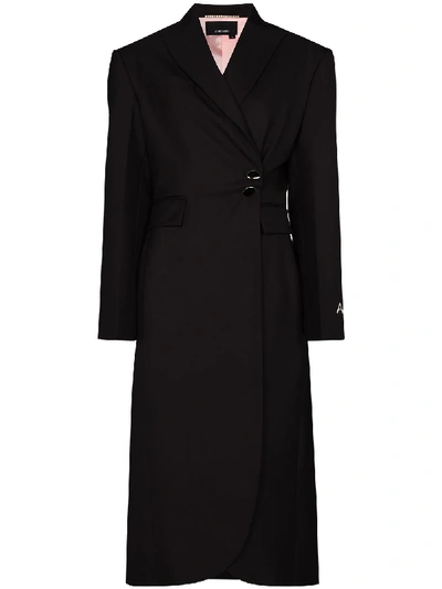 Shop Anouki Wraparound Mid-length Coat In Black