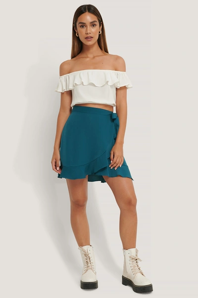 Shop Anika Teller X Na-kd Flounce Overlap Mini Skirt - Blue