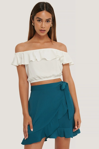 Shop Anika Teller X Na-kd Flounce Overlap Mini Skirt - Blue