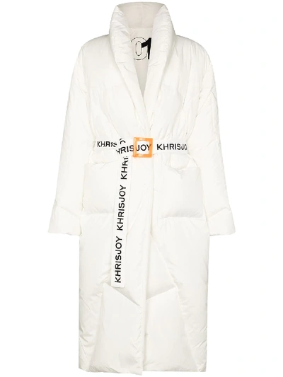 Shop Khrisjoy Contrast-belt Puffer Jacket In White