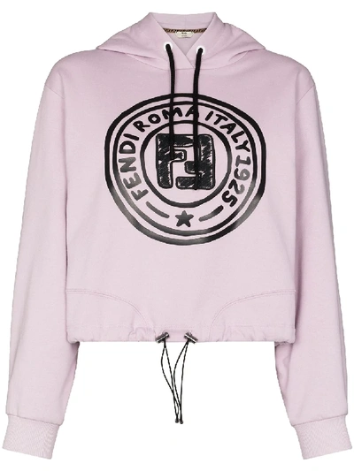 Shop Fendi Graphic Logo Cotton Hoodie In Rosa