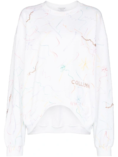 Shop Collina Strada Scribble-detail Logo-print Sweatshirt In White
