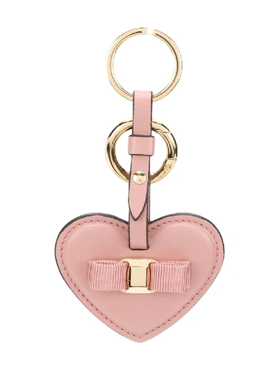 Shop Ferragamo Vara Bow Keyholder In Pink