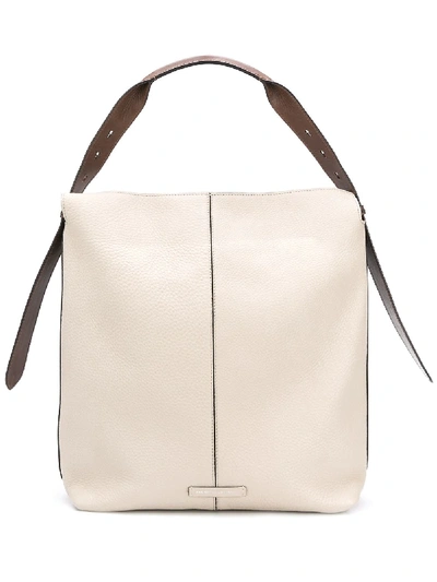 Shop Brunello Cucinelli Pebbled Texture Shoulder Bag In Neutrals