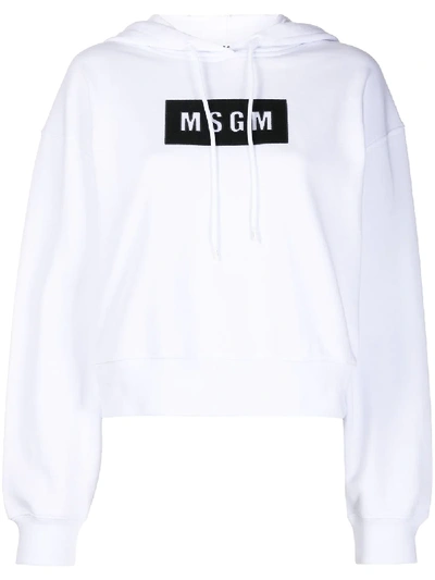 Shop Msgm Logo-print Hoodie In White